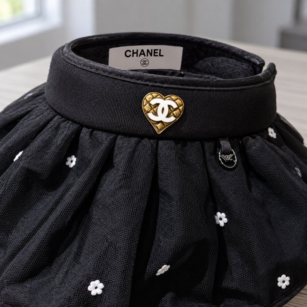 CHANEL Tulle Heart Logo Sun Hat - Picture 5 of 6
